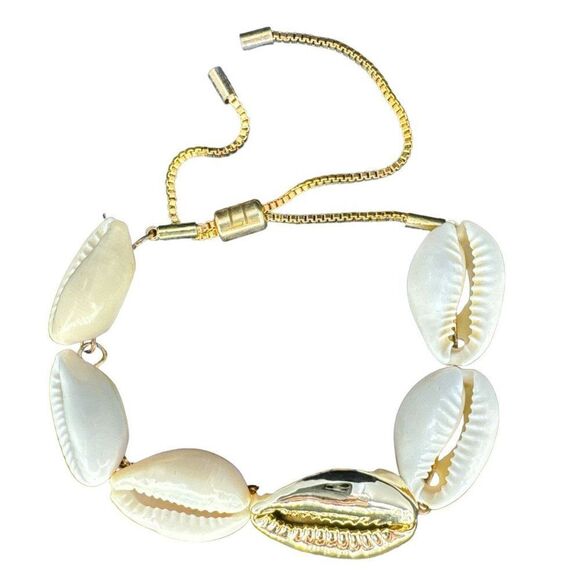 Sea Shell Adjustable Link Bracelet over Gold Plated - Picture 2 of 6